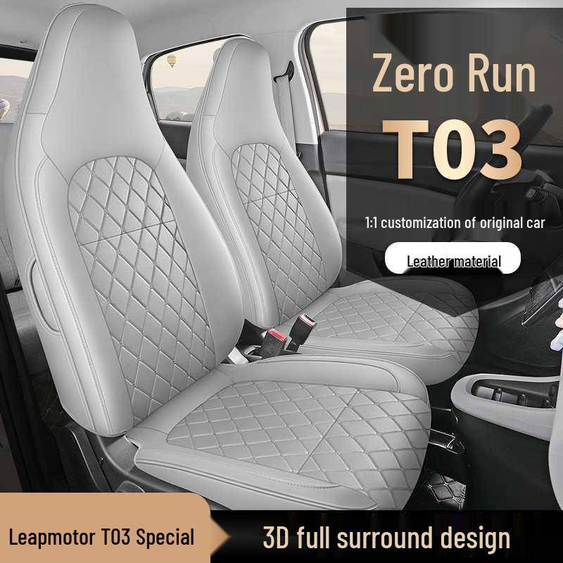 2025 Leapmotor T03 Modell 200 Ljus Edition Helt Omslutande Läder Tecknad Sätesskydd