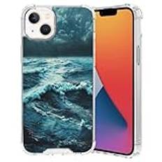 Xioolia Transparent fodral passar iPhone 15 14 12 13 11 7 8 6s 6 Pro Max Plus mini XR X XS Max SE med Ocean-AD11 fyra hörnskydd