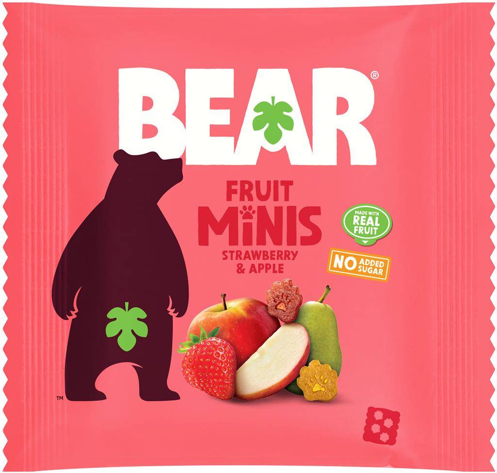 BEAR Fruktminis Jordgubbe&Äpple, 20 g (Jordgubb & Äpple 20g. Följ anvisningarna på produkten/bruksanvisningen.)