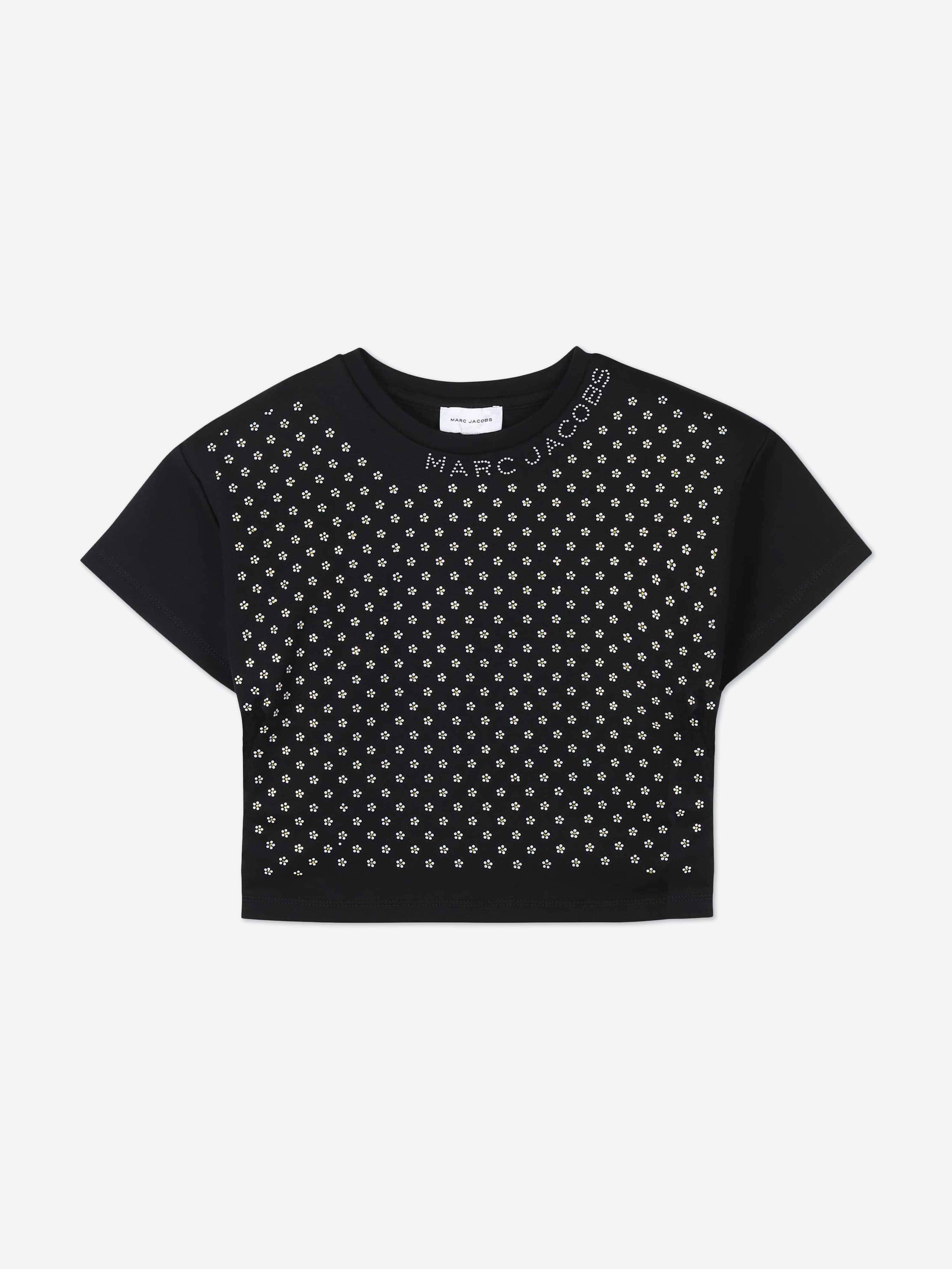 MARC JACOBS Girls Diamante Daisy Crop Top in Black - Black / 4 Yrs (4 Yrs)
