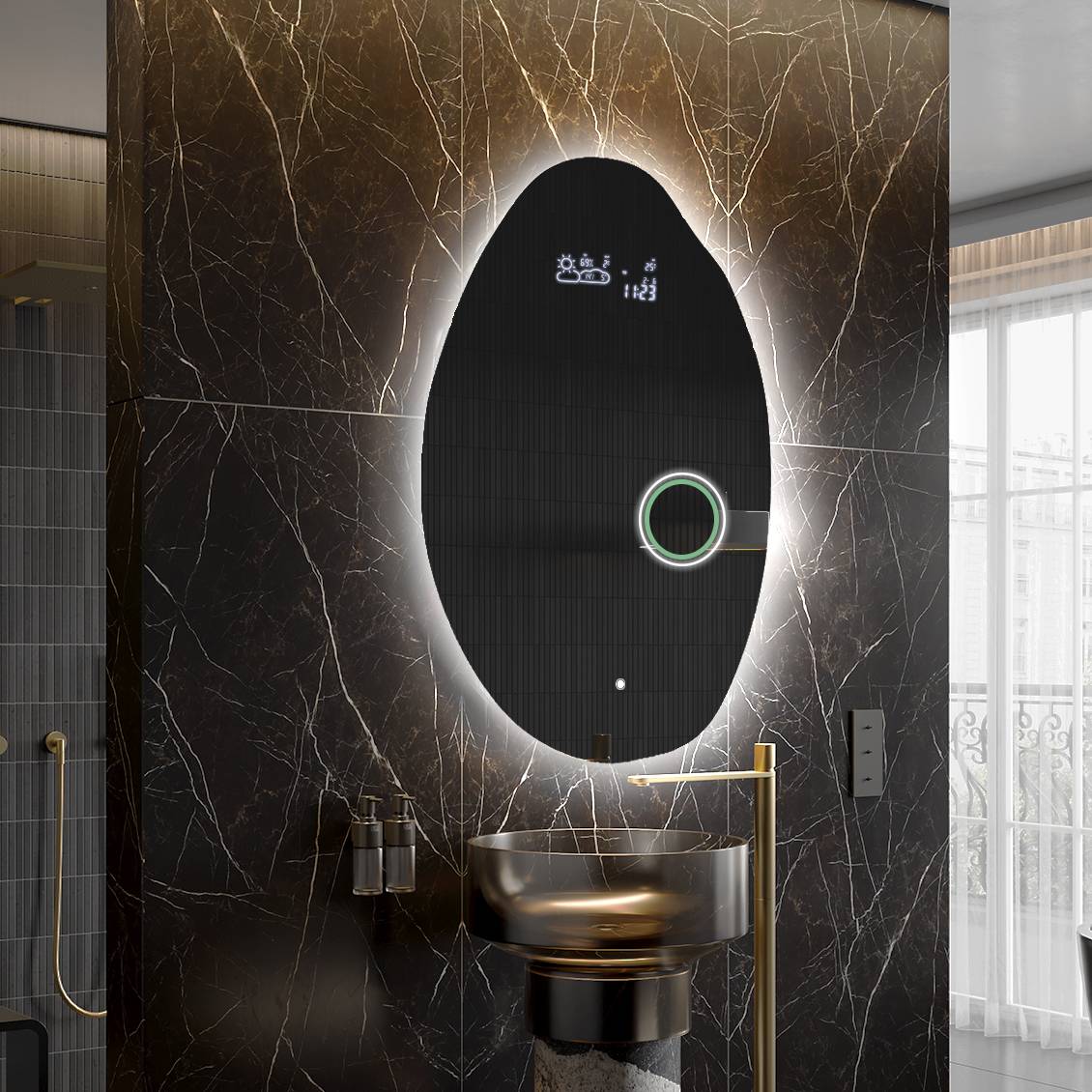 LED Badrumsspegel med oregelbunden form U221 (64x54/104x94)