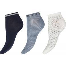 Decoy 3-pack sock Bamboo/viskose Mørkeblå- blå lurex- hvid mønster 20235-65-10089