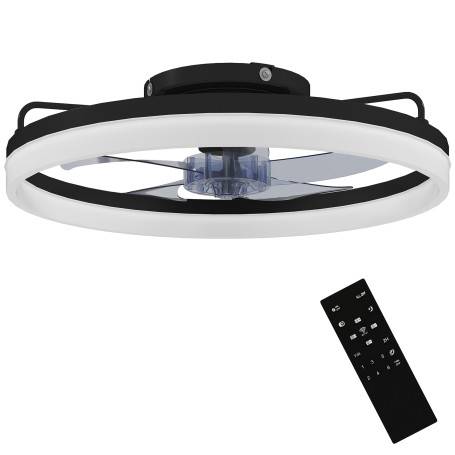 Takfläkt Med LED-Lampa Svart 50 cm Med Fjärrkontroll