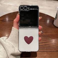 Heart 3D hjärtformad genomskinlig telefonfodral, kompatibel med Samsung Galaxy Z Flip 3/4 vikbar skärm, lätt och smalt telefonskydd (Galaxy Z Flip3 5G,Galaxy Z Flip5 5G,Galaxy Z Flip4 5G,Galaxy Z Flip6)