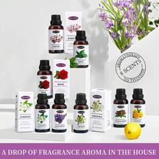 100 % ren eterisk olja 8 smaker 30 ml (freesia, sandelträ, körsbärsblom, lavendel, jasmin, citron, mynta, ros) Används som doftdiffusor, diffusorsten, - Multifärgad (30ml*1 förpackning)