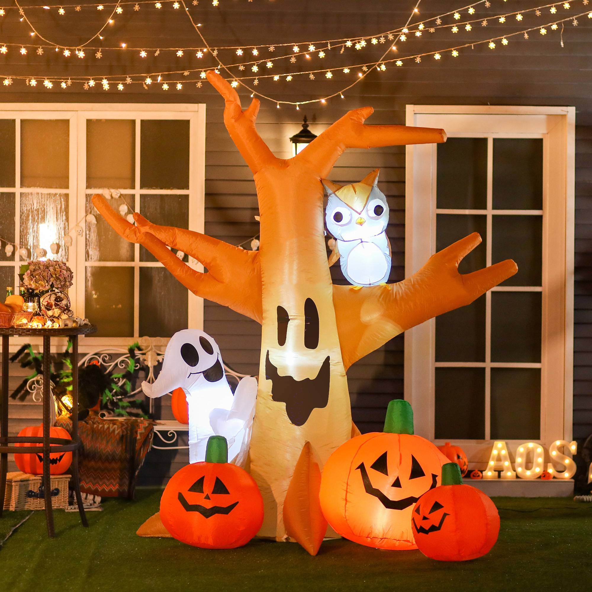 Halloween Oppustelig Hjemsøgt Spøgelses Luftfigur Lysende Dekoration 120/240 cm (Opusteligt Hjemsøgt Træ).