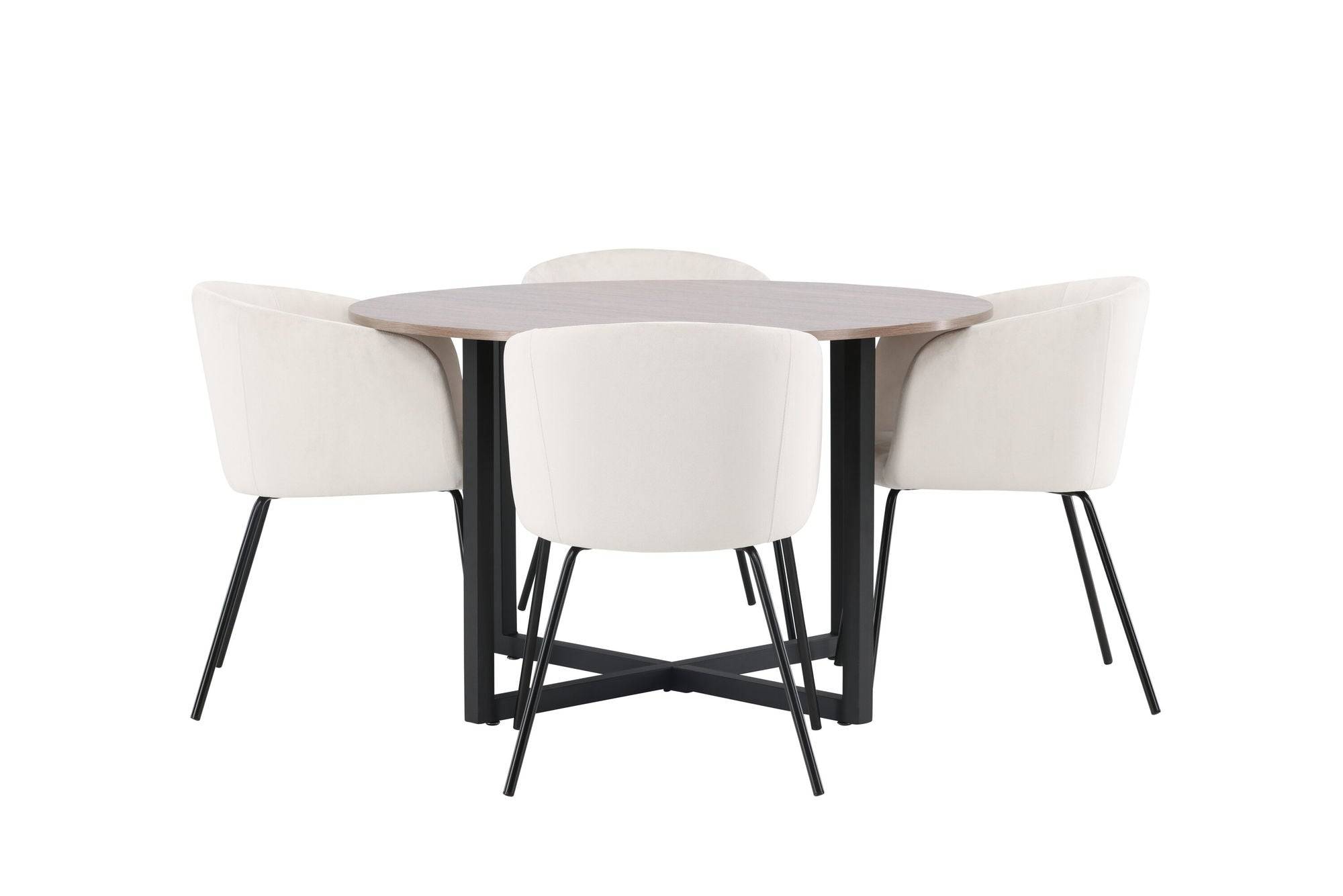 Venture Home Durango spisebord - Black / Valnød MDF +Berit stol - Black / Beige Velvet _4
