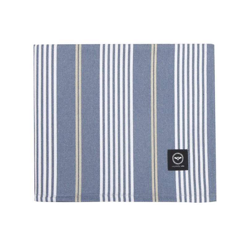 Avtorkningsbar duk HAMPUS, randig i marin stil i gråblått, offwhite och beige i återvunnet material