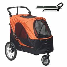 Hundvagn Skyline med avtagbart trimbord - orange/svart - Large