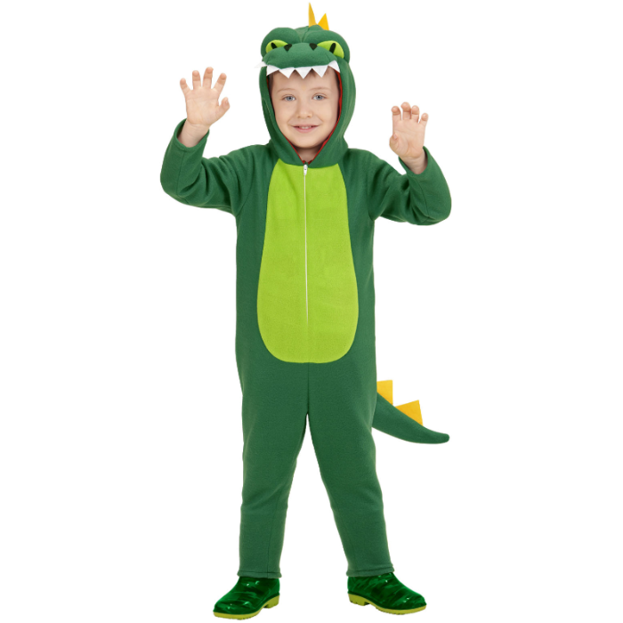 Grøn dinosaur kostume til børn.