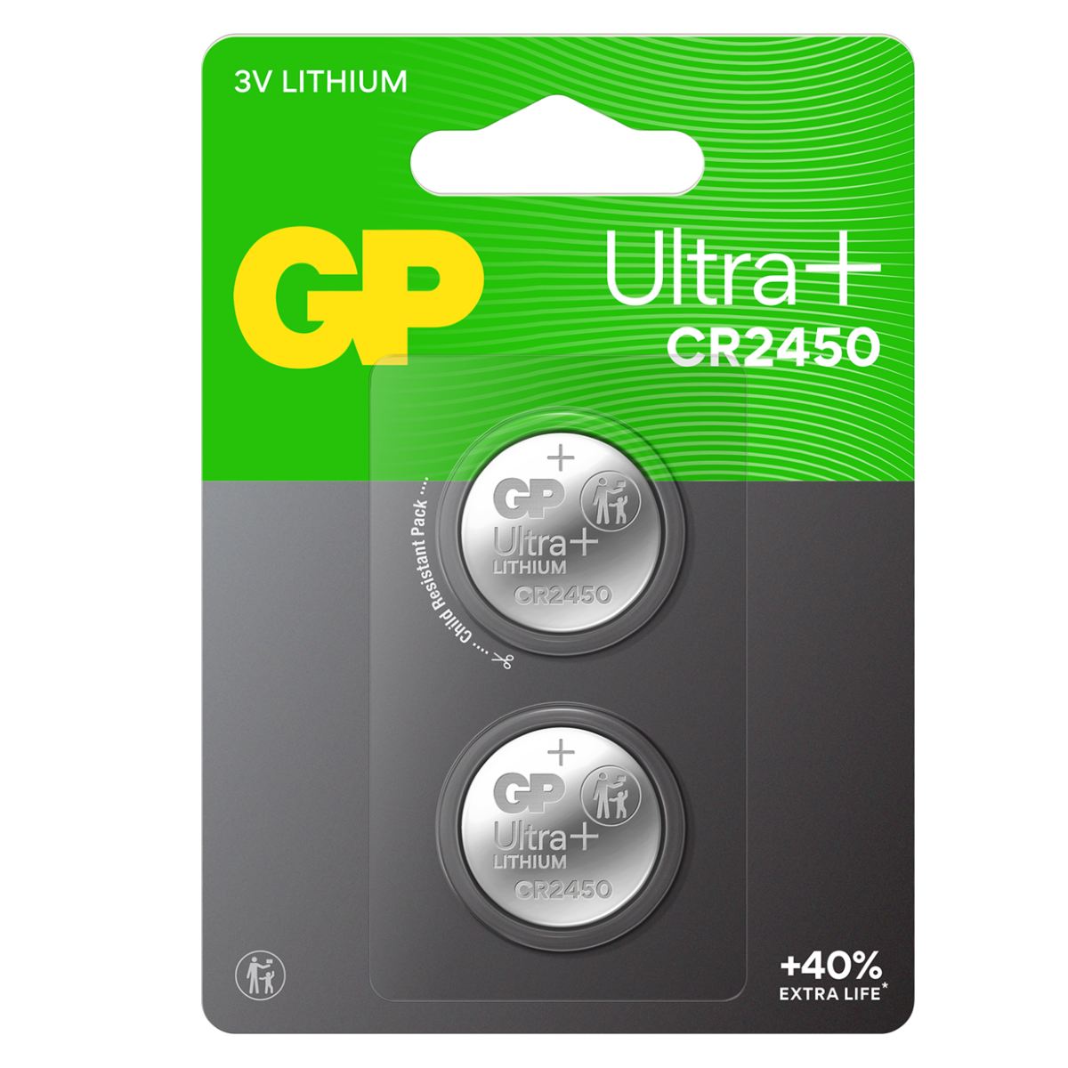 Knappcell GP Ultra Plus Lithium CR2450-2 pack