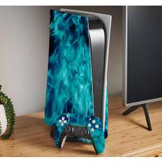 Blå brand playstation 5 klistermärke