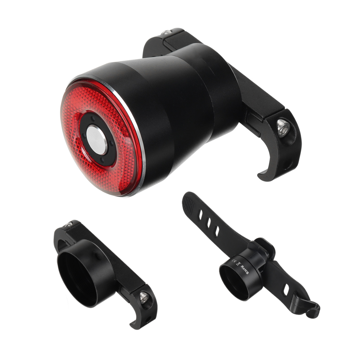Smart bromsens cykellampa Typ-C USB-uppladdningsbar aluminiumlegering optisk intelligent cykelljus BTM cykellampa