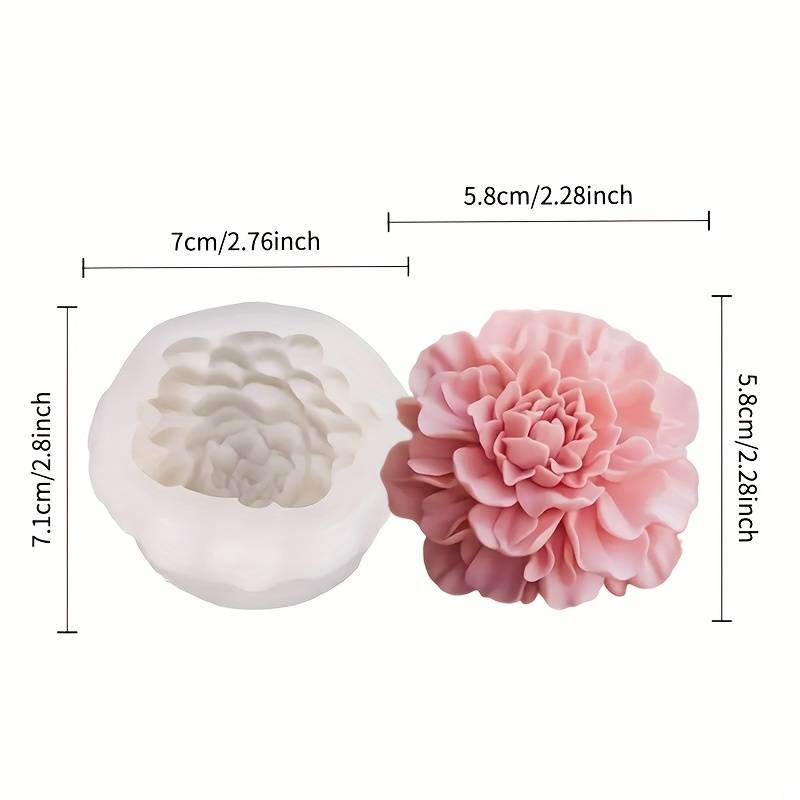 TEMU Reusable 3d Carnation Flower Silicone Mold - High-elasticity Easy-release Realistic Petal & Layered For Diy Candle/resin Crafts, Molds, Wax/plaster - Suitable For Romantic Gifts, Decor, Holiday