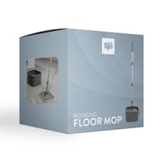 Sjö &amp; Hav Roterende Gulvmoppe Sæt - Teleskopisk Længde 110-130cm, Spand (29x29x17cm)