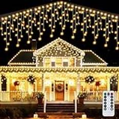 NEMMXUB Utomhus ljusslinga 10 m, 410 LED-ljusgardin med fjärrkontroll och IP44-timer, vattentät, 8 lägen, utomhus julbelysning för jul, balkong, festdekoration jul