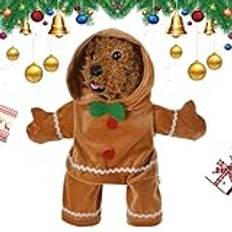 Bedårande hundpepparkaksdräkt | Soft Christmas Pet Cosplay Hoodie | Stand-Up Pepparkakor Man Outfit för hundar, katter och valpar | Festlig pepparkaksdräkt för husdjur