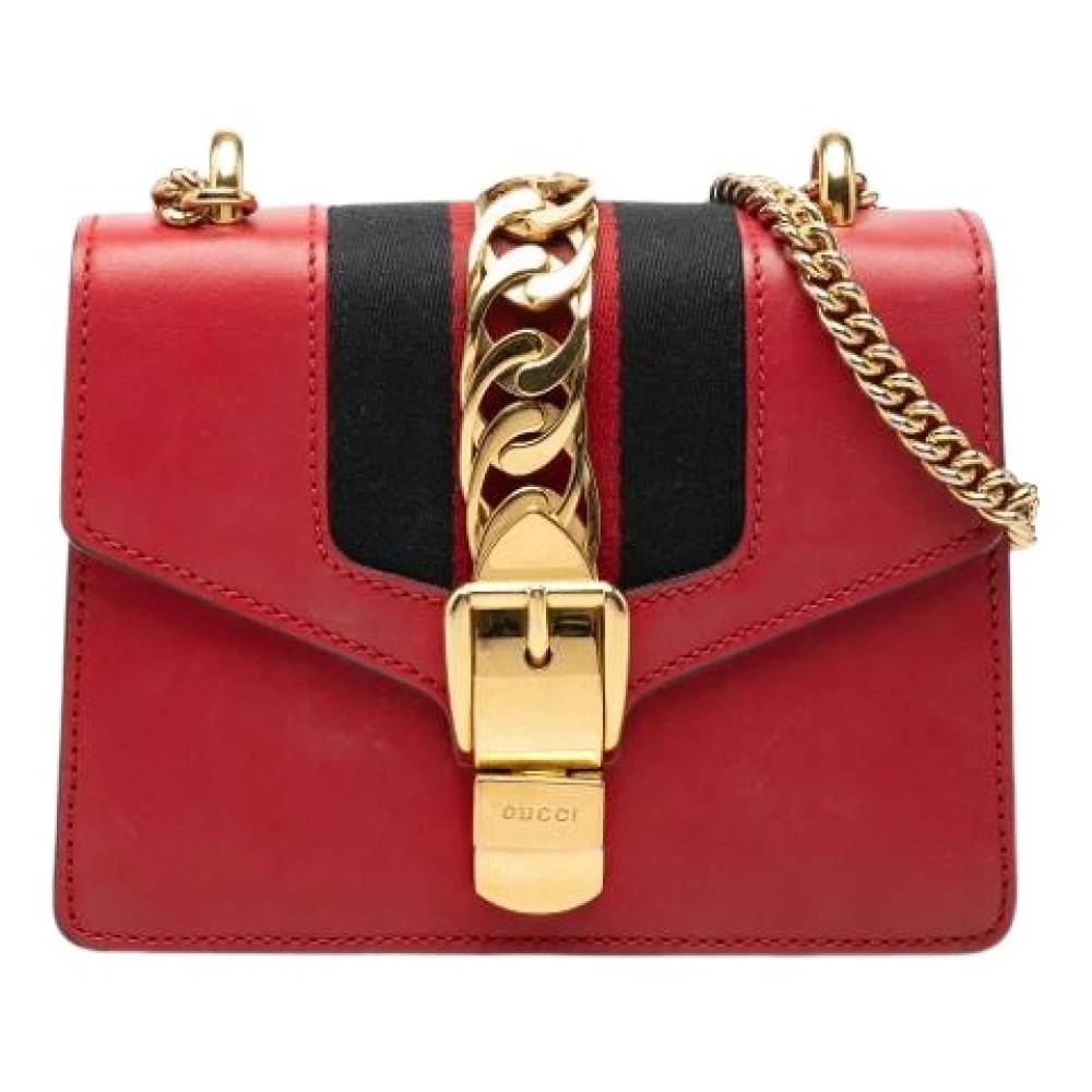 Gucci Vintage Pre-owned Sylvie Cross Body Bag - Vintage - Dame - Rød - ONE SIZE - Uld