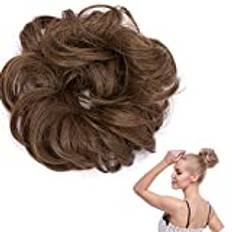 Messy Postiche [Bub] Scrunchie hästsvans Volumaterande surkål updos syntetfiber Scrunchie kall hårförlängning - aska brun