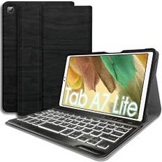 Wineecy Beleuchtete Tastatur Hülle für Samsung Galaxy Tab A7 Lite 8.7 Zoll 2021(SM-T220/T225), PU Leder Schützhülle mit Magnetisch Abnehmbare kabellose Deutsches QWERTZ Keyboard