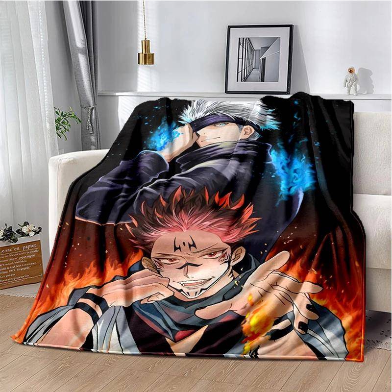 Tecknad Anime Jujutsu Kaisen Pläd Barn Supermjuk Filt för Resa Soffa Hörnsoffa Picknick Säng Flanellfilt Födelsedagspresent