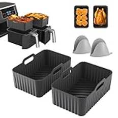 Ninja Varmluftsfritös silikonform tillbehör för Double Stack XL SL400EU, AF400EU, AF451EU, AF300EU, Foodi Max AF500EU, 4 silikoninsatser för varmluftsfritös användning för Dual Zone Air Fryer (grå)