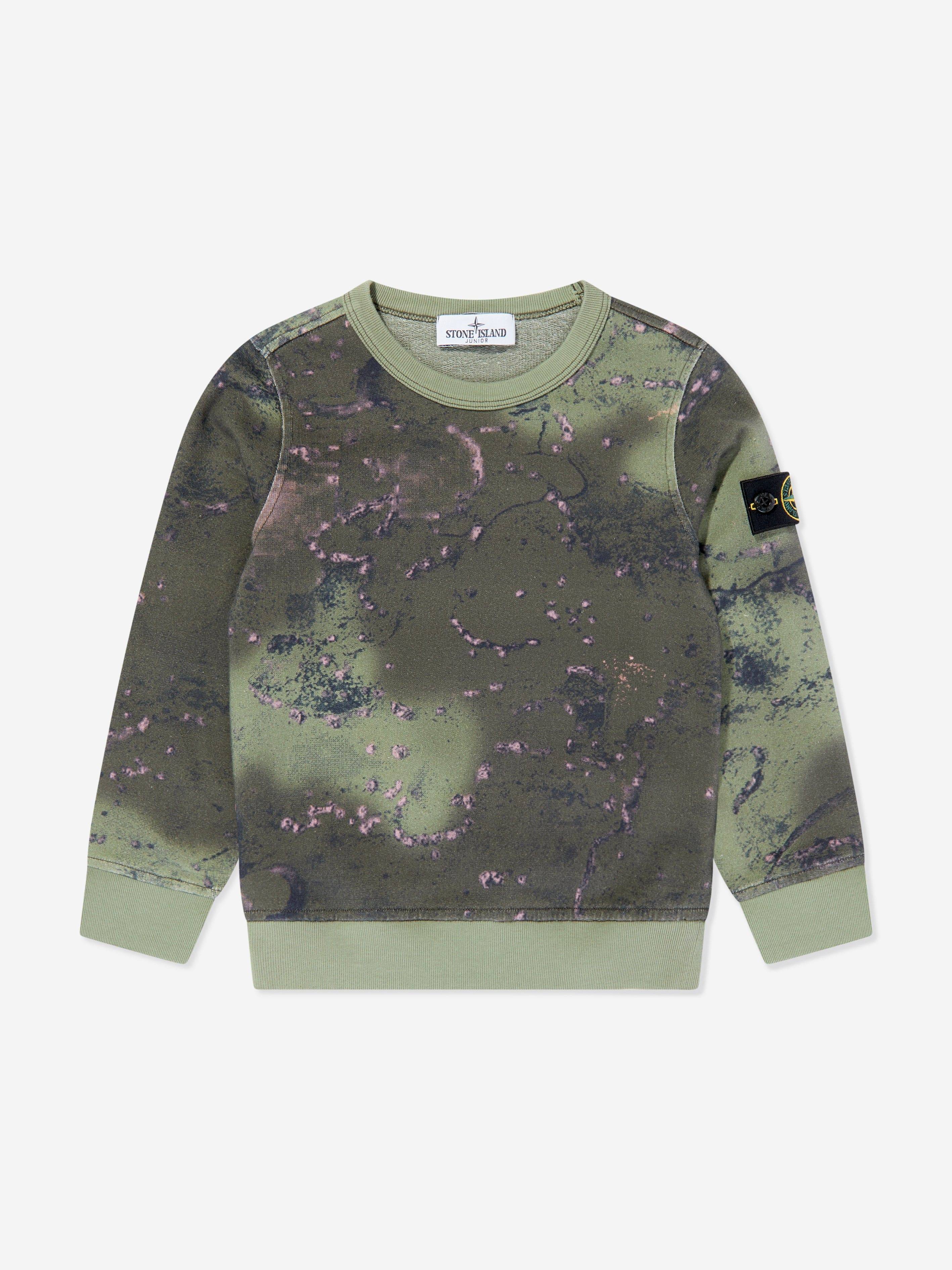 Stone Island Boys Marbled Sweatshirt in Green - Green / 8 Yrs (8 Yrs)