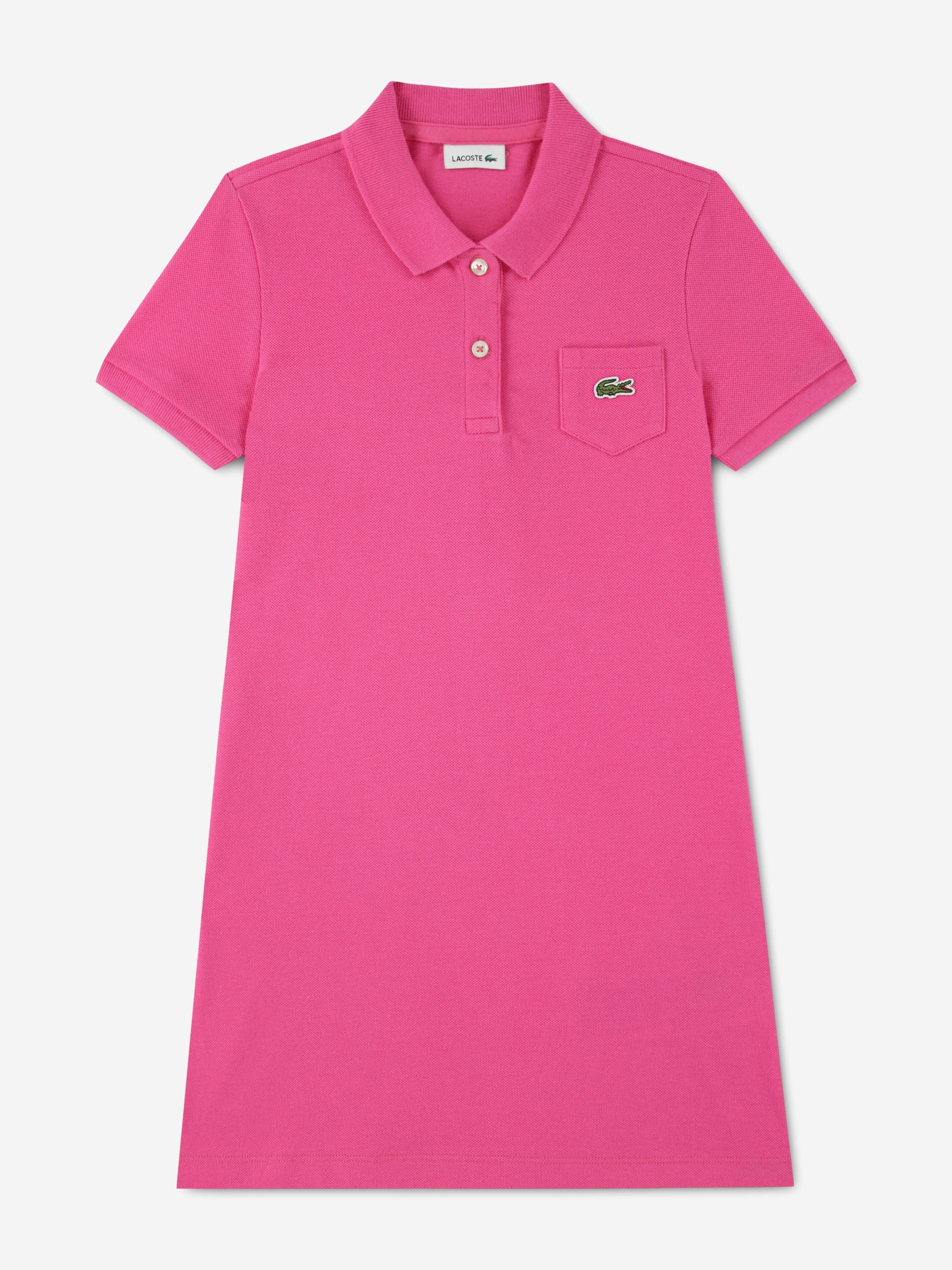 Lacoste Girls Pique Polo Dress in Pink - Pink / 4 Yrs (4 Yrs)
