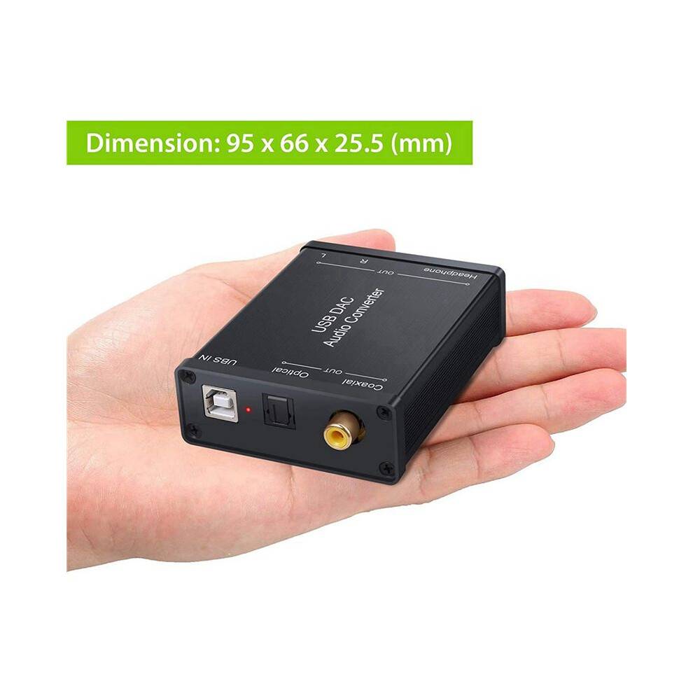 2X USB to SPDIF Coaxial RCA and 3.5mm Headphone Jack Converter USB DAC Optical Audio Adapter USB DAC PCM for Windows