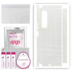 apgo Protective Skin Sticker for the back+sides compatible with Samsung Galaxy Z Fold 3, Full Wrap Film, Foil, Vinyl - Pattern White Fabric