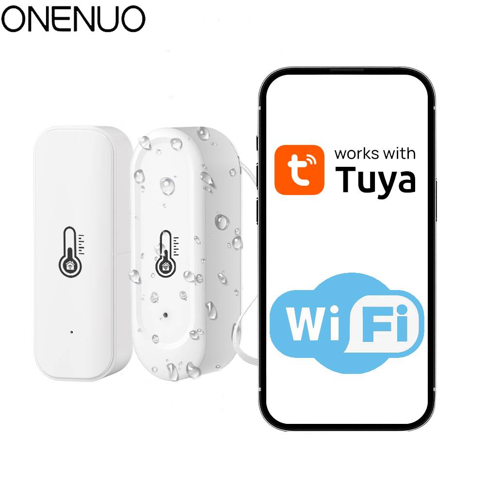 Tuya  Indoor or IP65 Waterproof Outdoor WiFi Temperature Humidity Sensor Home Thermometer Compatible For Alexa Google Home Voice