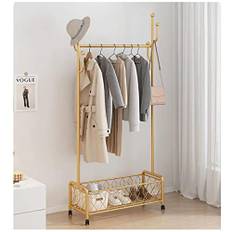 metallklädhängare klädställ med hyllor och hängstång klädställ med hjul med 4 sovrum vardagsrum/guld-1 hylla/60 cm