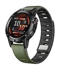 LanQii QuickFit 22 mm magnetiskt band för Garmin Fenix E 47mm/Fenix 8 47mm/Fenix 7/7 Pro Solar/7 Pro/6/6 Pro/5, sportband i silikon för Garmin Epix 2 47 mm/Forerunner 965/955, grön/svart, Grön/svart