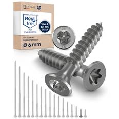 TORX försänkt skruvhuvud i rostfritt stål av V2A 6-mm tjock 25-mm skruvlängd 100 stycken 22-mm partiell gänga Träskruv 6x25