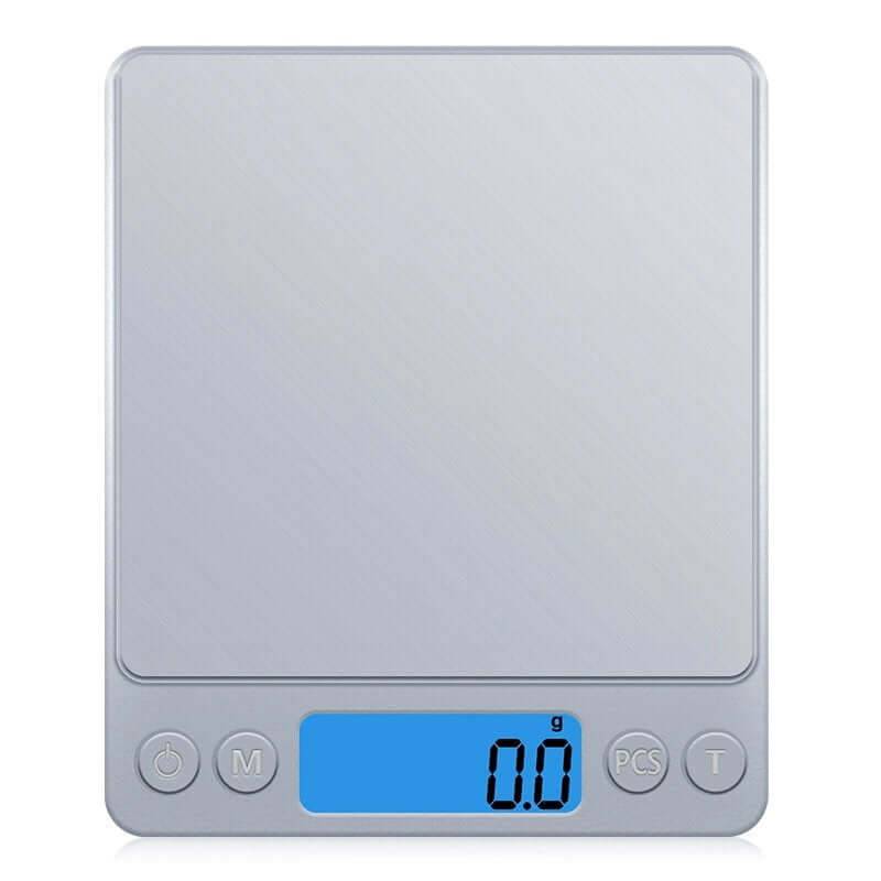 Digital køkkenvægt op til 3 kg, 0,1 g nøjagtighed, aftagelig bakke, sølvfarvet - Hedenhus - Kompakt design, 12,5 x 10,5 cm