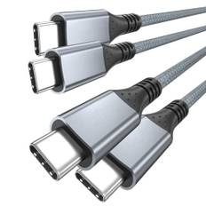 240W USB C till USB C Kabel 1M (2-pack), UseBean USB 3.2 Typ C Gen2 20 Gbit/S Dataöverföringskabel PD Snabbladdning,4K Video Nylon Flätad för Thunderbolt 3/4 MacBook Pro 2020/2019/2018