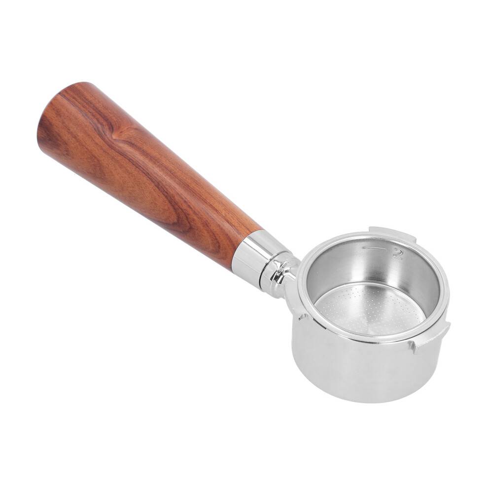Kompatibel med DeLonghi espressomaskine, 51 mm bundløs portafilter med valnøddehåndtag, fødevaregodkendt rustfrit stål, der sikrer sikker og