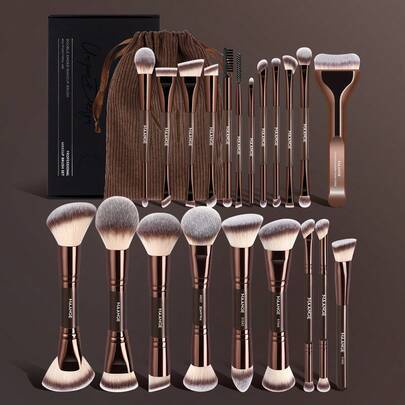 Professionellt sminkborstset med 6/21/27 delar, inkluderar foundationborste, rougeborste, ögonskuggeborste, eyelinerborste, ögonbrynsborste, concealer - Multifärgad