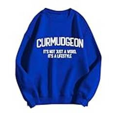 Damer jultröja 2024 vinter vardaglig stil curmudgeon It's Not Just A Word It's A Lifestyle sweatshirt rolig curmudgeon sweatshirt fleecefodrad sweatshirt kvinnor, BLÅ, XL