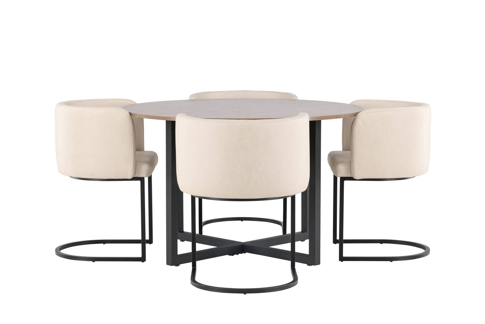 Venture Home Durango spisebord - Black / Valnød MDF +Simrishman Spisebordsstol - Black / Beige TC-fabric _4