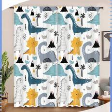 2 paneler dinosaurieskogsfönsterpaneler bedårande dinosauriemörkläggningsgardiner för barnrum lättrengjorda dinosauriegardiner - maskintvättbara - Multifärgad (Multi-size)