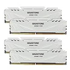 【DDR4 RAM】 GIGASTONE Game PRO 32 GB Kit (4 x 8 GB) DDR4 3200 MHz PC4-25600 CL 16-18-18-40 Intel XMP 2.0 AMD Ryzen 1,35 V UDIMM 288 Pin obuffrad icke-ECC högpresterande spelskrivbordsminne - vit