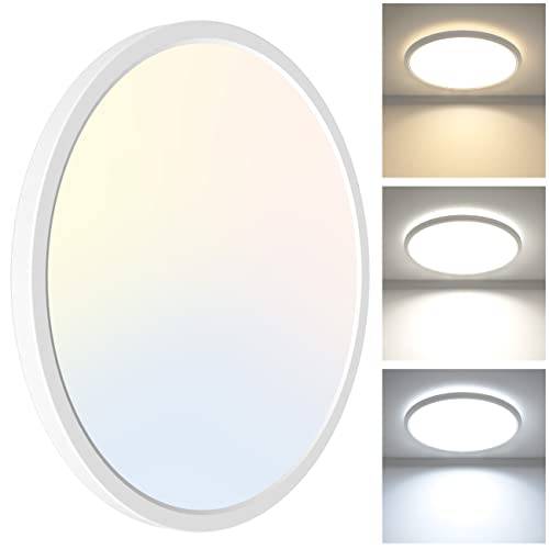 zemty 24W 2100LM LED Deckenleuchte Flach, 3000K/4500K/6000K Deckenlampe Rund Ø22cm Ultra Dünn Modern LED Lampen Deckenlampen, Deckenleuchten Badezimmer Lampe Decke für Küche Flur Deckenbeleuchtung