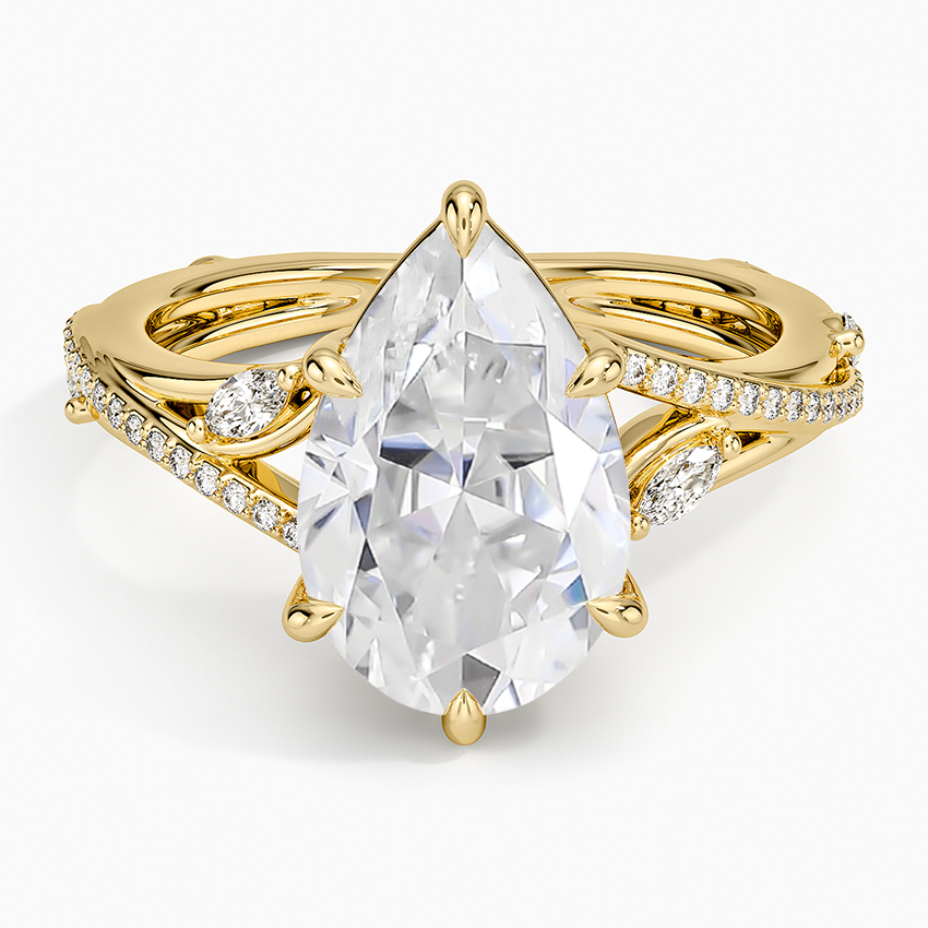 18K Yellow Gold Moissanite Begonia Vine Diamond Ring (1/4 ct. tw.)