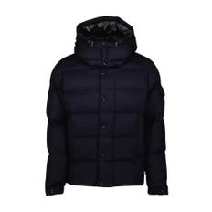 Moncler, Jacka, Herr, 3Xl, Polyester, Huva Kort Dunjacka Navy - blue (3XL)