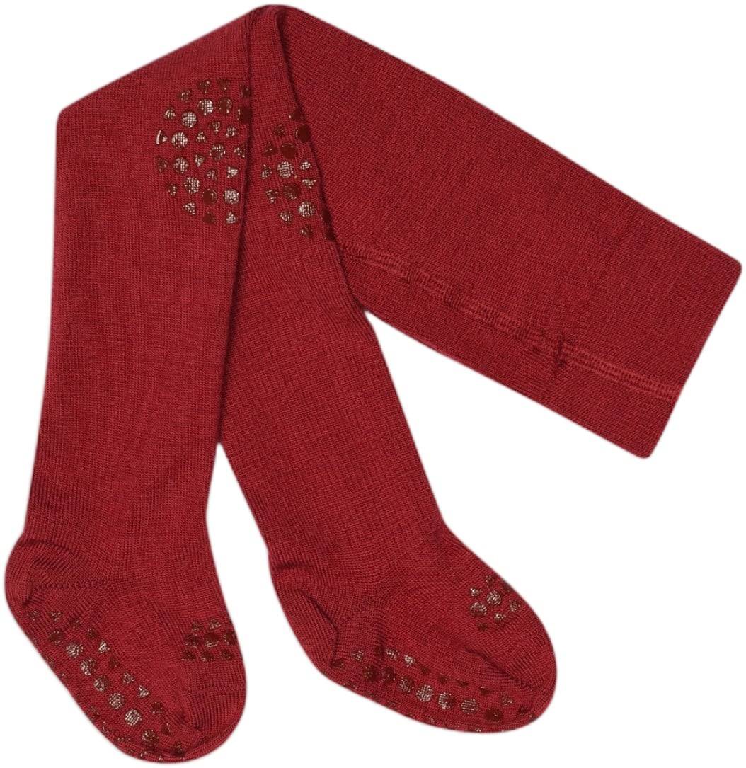 GoBabyGo Crawling Tights Merino Wool Str 6-12M Merino - Karanda Red Strømpebukser hos Magasin.