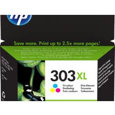 HP 303XL High Yield Tri-color Original Ink Cartridge blækpatron 1 stk Højt (XL) udbytte Blå, Magenta, Gul