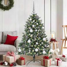 vidaXL Kunstigtjuletræ med LED -strimmellys Grøn 120cm PVC