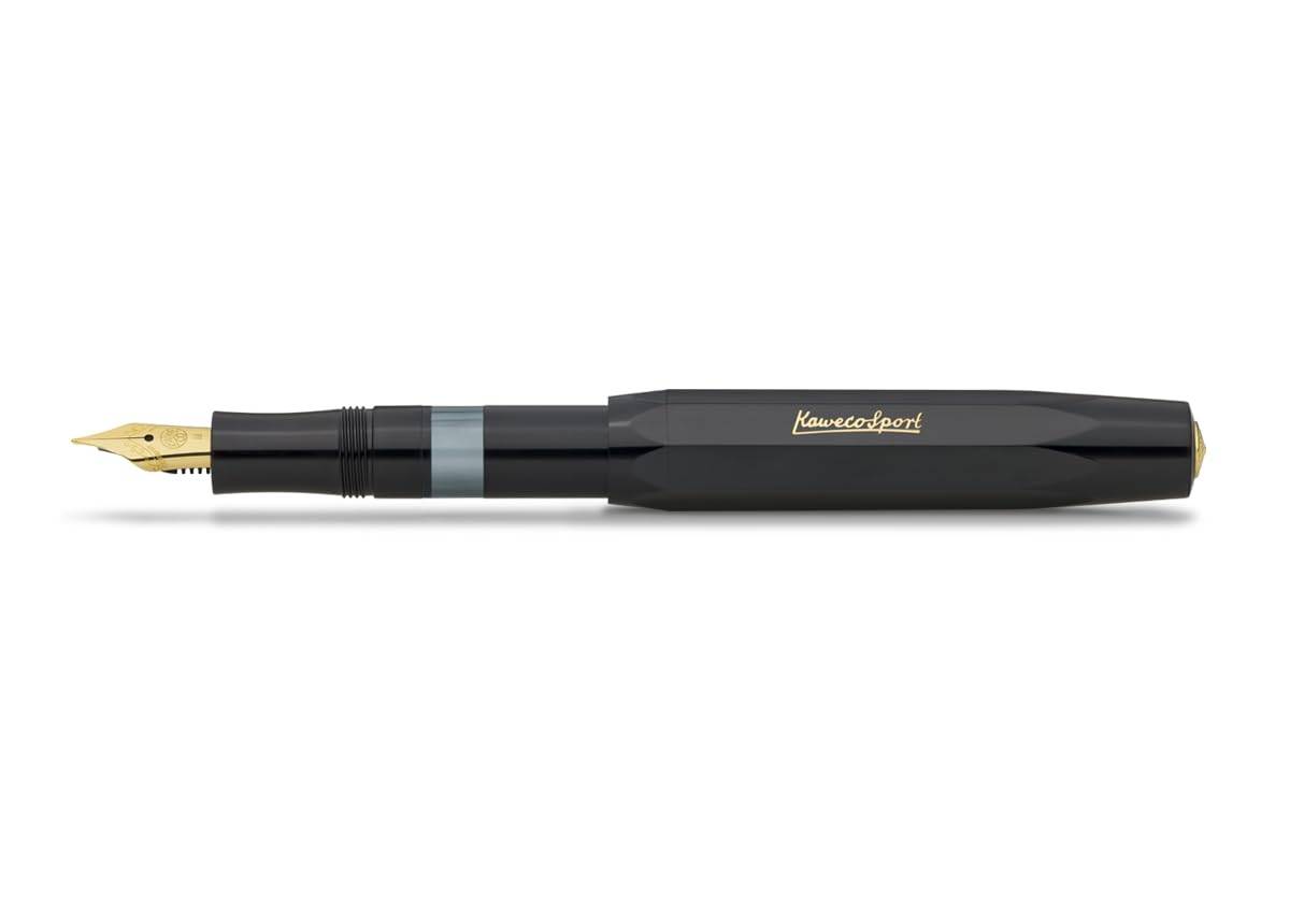 Kaweco Classic Sport Fountain Pen, EF Extra Fine, Black/Gold, 11000334, Rotating Suction, Officially Imported