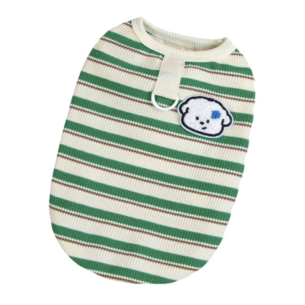 Striped Pet Vest with D-Ring - Green Stripe / L suit 3-4.5kg / SPC (L suit 3-4.5kg)